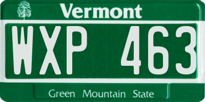 VT license plate WXP463
