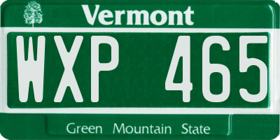 VT license plate WXP465