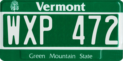 VT license plate WXP472