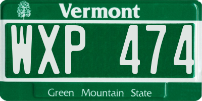 VT license plate WXP474