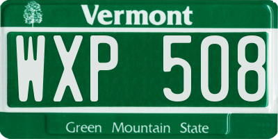 VT license plate WXP508