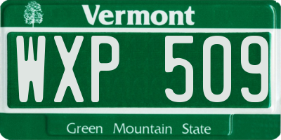 VT license plate WXP509