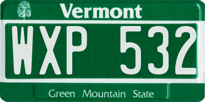 VT license plate WXP532