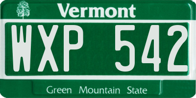 VT license plate WXP542