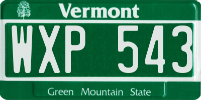 VT license plate WXP543