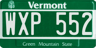 VT license plate WXP552