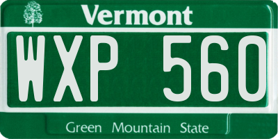 VT license plate WXP560