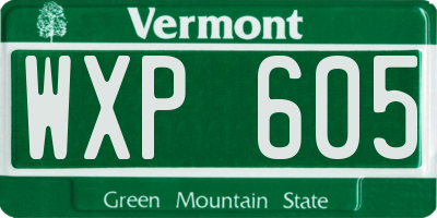 VT license plate WXP605