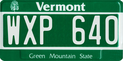 VT license plate WXP640
