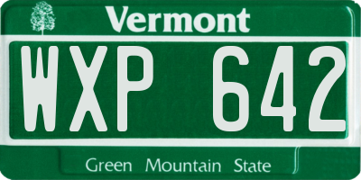 VT license plate WXP642