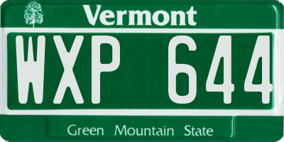 VT license plate WXP644