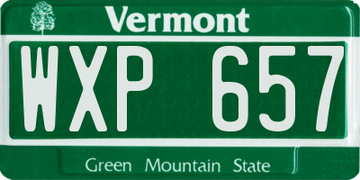 VT license plate WXP657