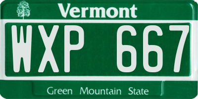 VT license plate WXP667