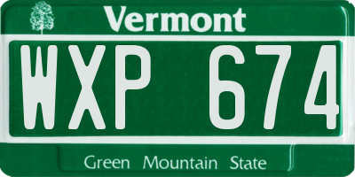 VT license plate WXP674