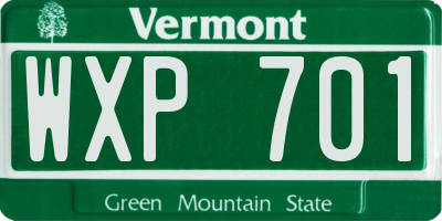VT license plate WXP701