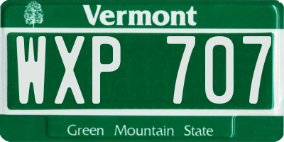 VT license plate WXP707