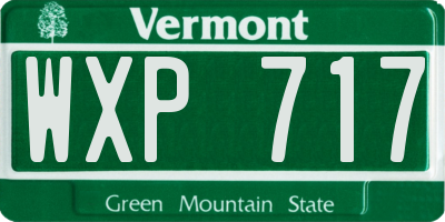 VT license plate WXP717