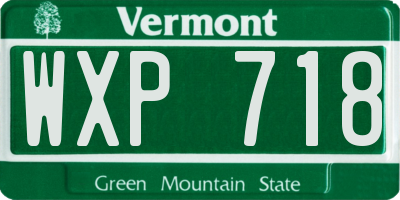 VT license plate WXP718