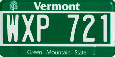 VT license plate WXP721