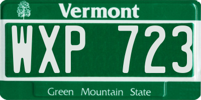 VT license plate WXP723