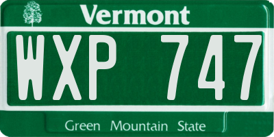 VT license plate WXP747