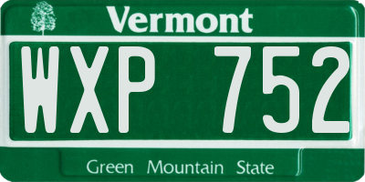 VT license plate WXP752