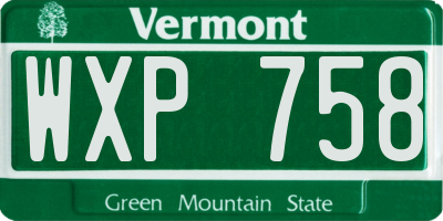 VT license plate WXP758