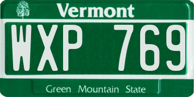 VT license plate WXP769
