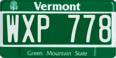 VT license plate WXP778