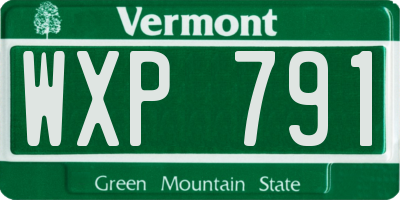 VT license plate WXP791