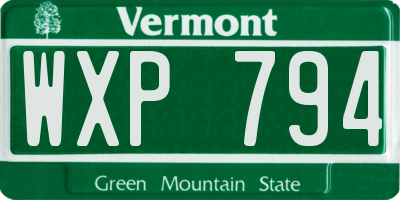 VT license plate WXP794