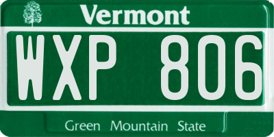 VT license plate WXP806