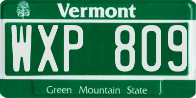 VT license plate WXP809