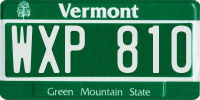 VT license plate WXP810