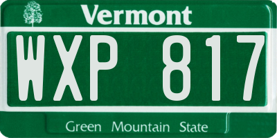 VT license plate WXP817