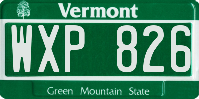 VT license plate WXP826