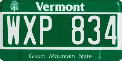 VT license plate WXP834