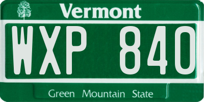 VT license plate WXP840