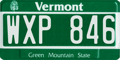 VT license plate WXP846