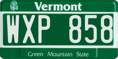 VT license plate WXP858