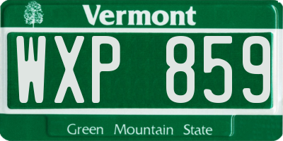 VT license plate WXP859