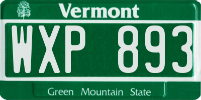 VT license plate WXP893