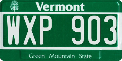 VT license plate WXP903