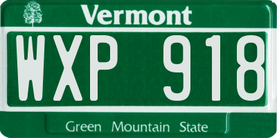 VT license plate WXP918