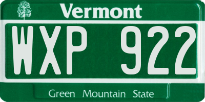VT license plate WXP922