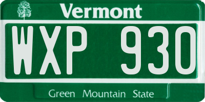 VT license plate WXP930