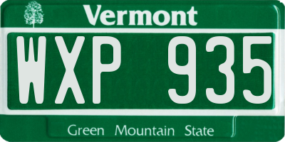 VT license plate WXP935
