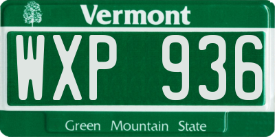 VT license plate WXP936