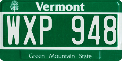 VT license plate WXP948