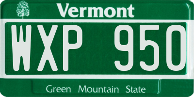 VT license plate WXP950